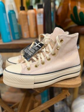 Converse High-Top Sneakers in Pale Pink and Cream